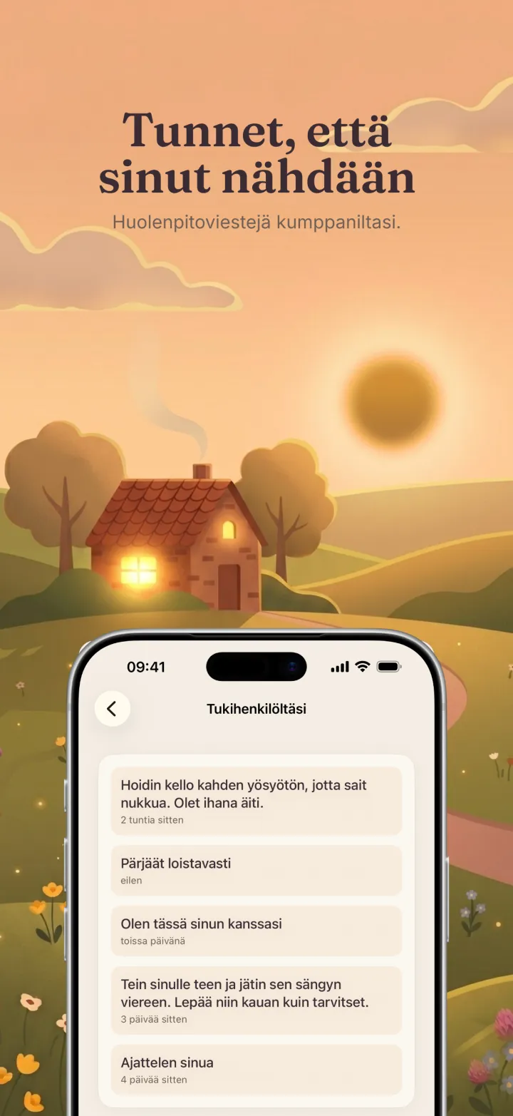 Kuvakaappaus Postpartum Hero -sovelluksesta