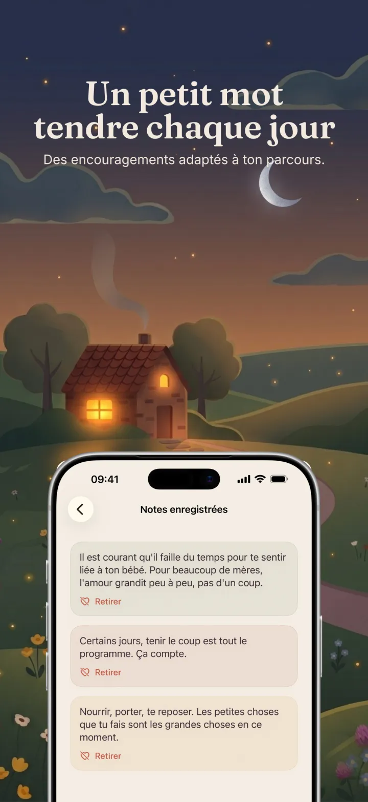 Capture d'écran de l'application Postpartum Hero