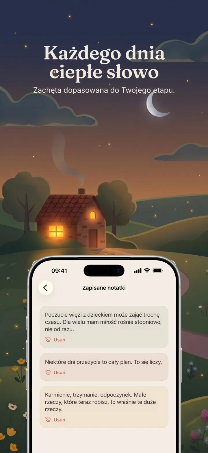 Zrzut ekranu aplikacji Postpartum Hero