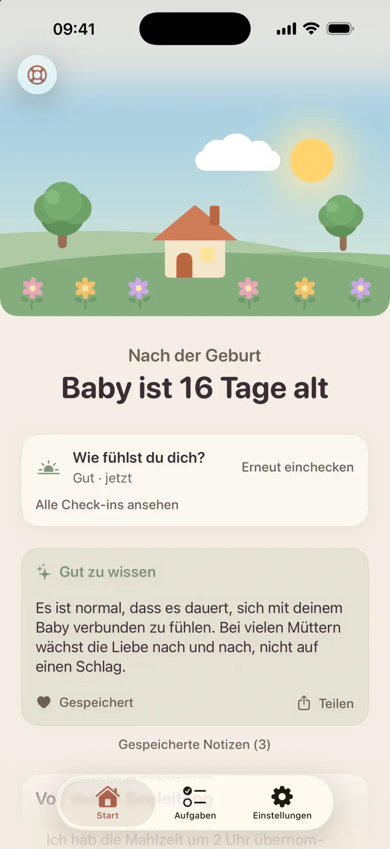 Screenshot der Postpartum-Hero-App