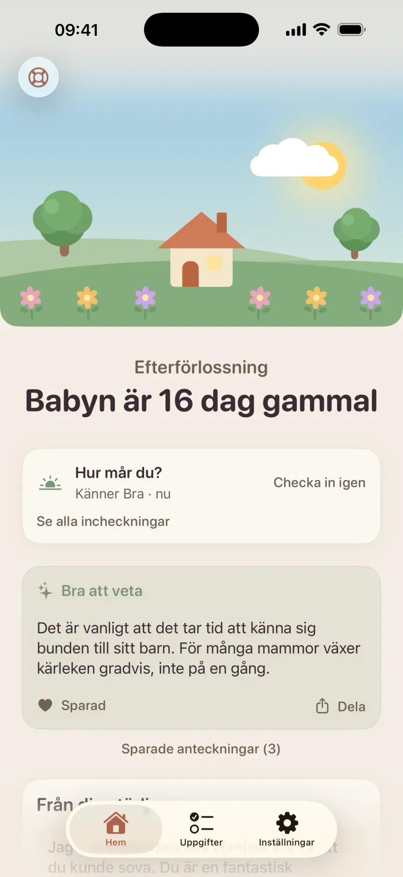 Skärmbild av appen Postpartum Hero